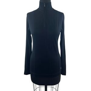 Smartwool Black Wool Ribbed Turtleneck 1/4 Zip Pullover Trendy Sz Medium M FLAW